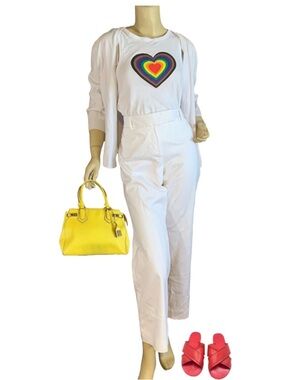 ANN TAYLOR LOFT "ANN" WHITE CROPPED FLARE LEG TROUSERS (12P)